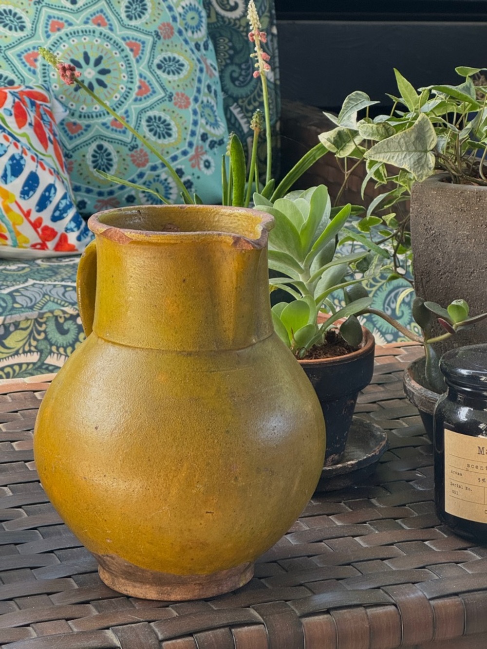 Antique Baltic Folk Pottery Pitcher